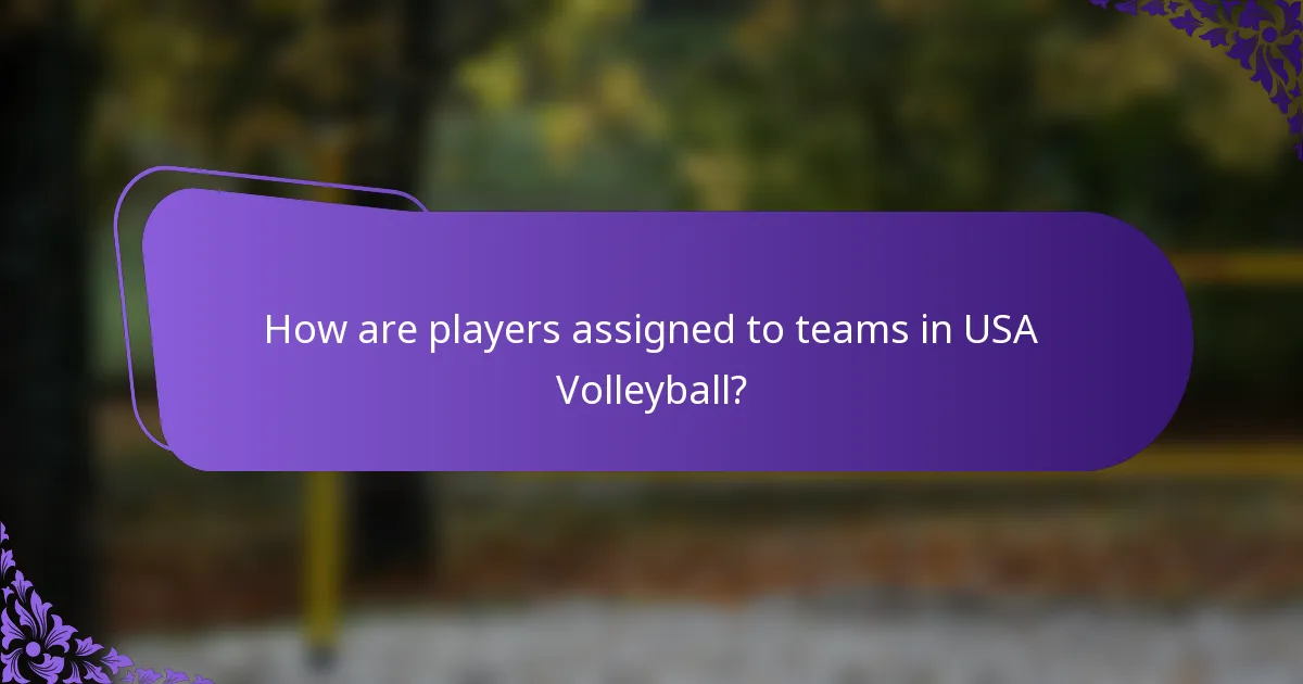 How are players assigned to teams in USA Volleyball?
