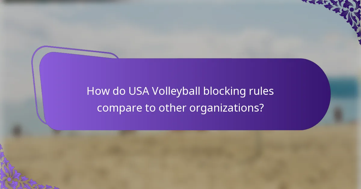How do USA Volleyball blocking rules compare to other organizations?