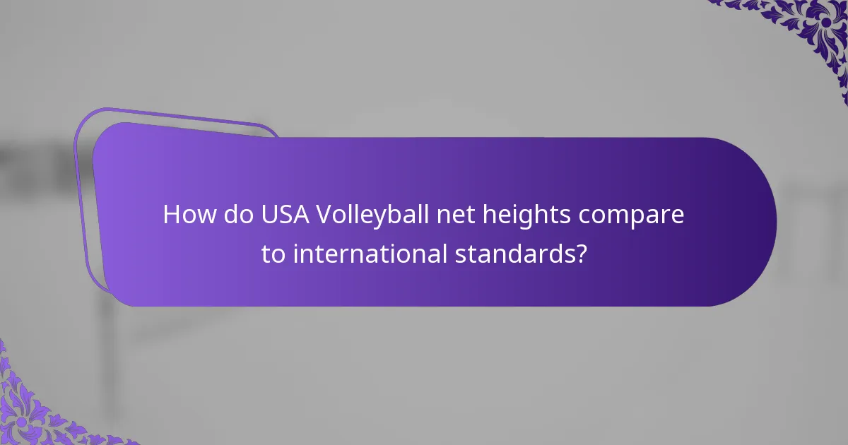 How do USA Volleyball net heights compare to international standards?