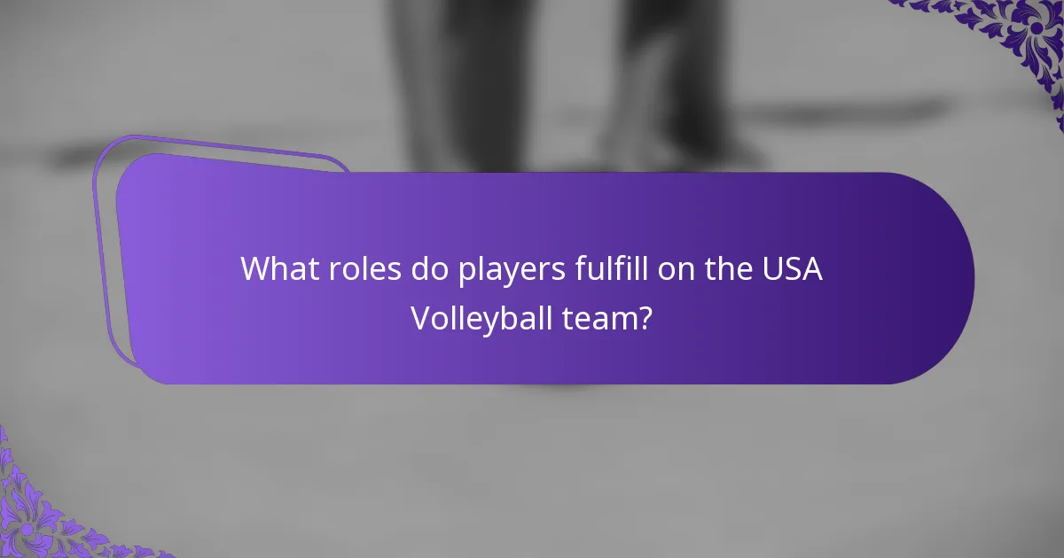 What roles do players fulfill on the USA Volleyball team?